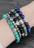Boho Bracelet, Stretchy Bracelet, 8MM Blue Lapis Luzuli Antique Buddha